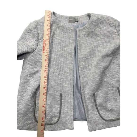 ASOS Womens 12 Textured Knit Cropped Blazer Jacket Cardigan Light Grey - Picture 9 of 9